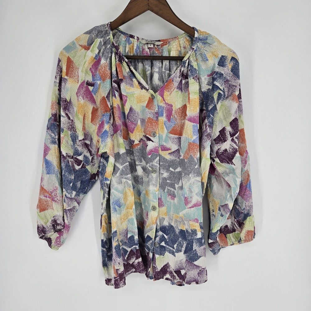 Tucker The Classic Button Front Silk Blouse Large